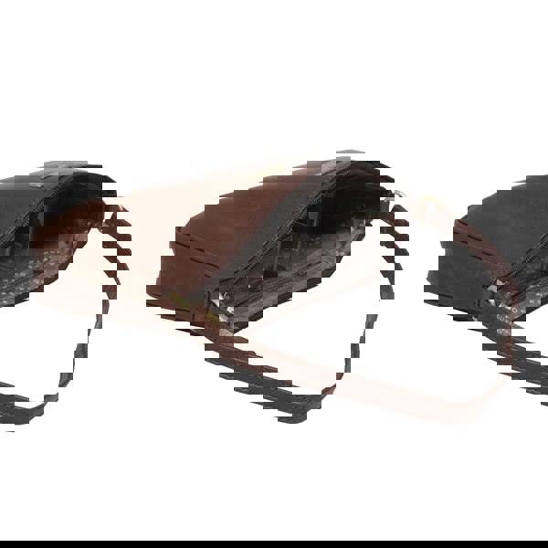 Assots London 'ZARA' Brown Polished Real Leather Baguette Shoulder Bag