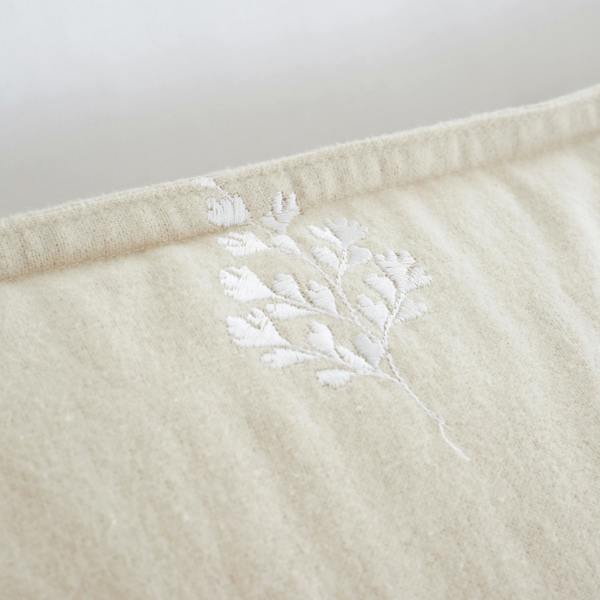 Bianca Brushed Cotton Embroidery Leaf Duvet Cover Set Natural