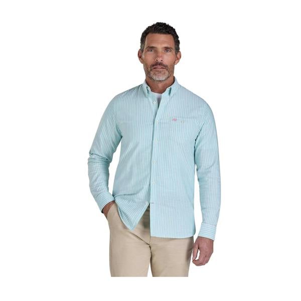 Raging Bull Mens Stanford Striped Long-Sleeved Shirt - Green - 