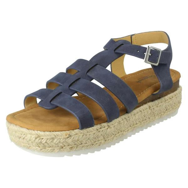 Savannah Ladies Savannah Buckle Ankle Strap Wedge Sandals F12097
