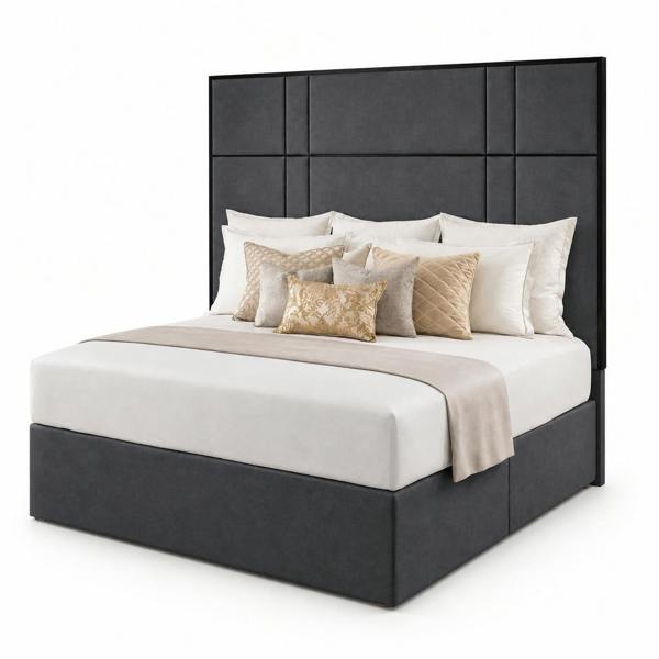 Great British Beds Alice headboard with Contrast Border Divan Bed