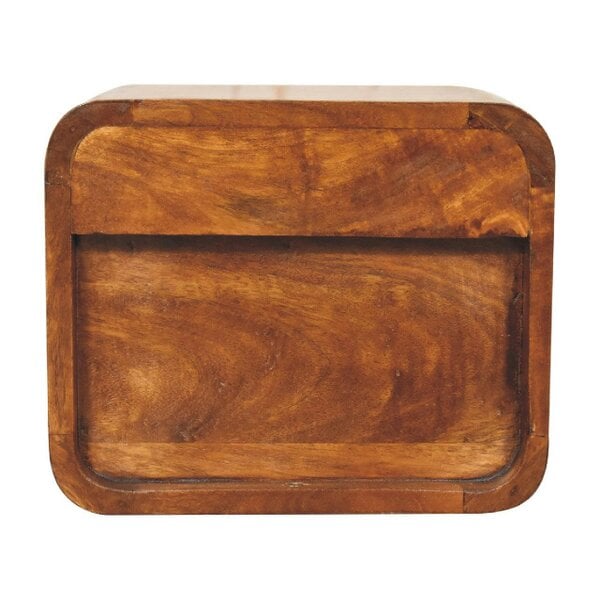 Wyld Haus Desenzano Mini Curve Mango Wood Floating Bedside Table with Drawer and Shelf