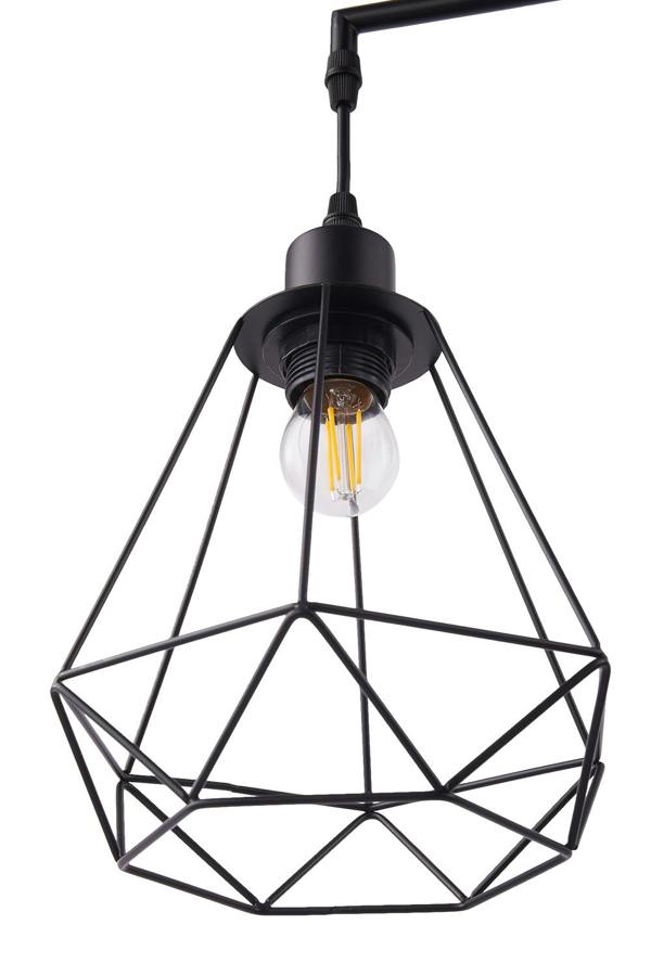Living and Home Modern Industrial Black 3-Head Floor Lamp with Diamond Cage Shade