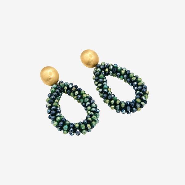 Uchi & Soto Hanabi Green Glass Bead Statement Earrings