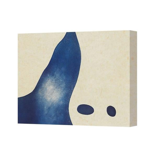 Benjamin Tate Design Abstract Blue Shape Canvas Wall Art On Beige Background