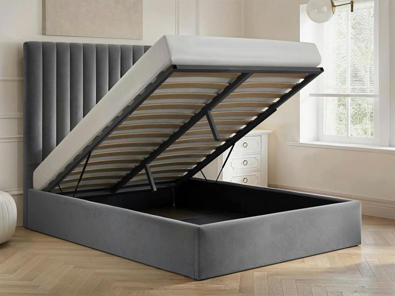 Flair Everley Ottoman Bed Grey Velvet