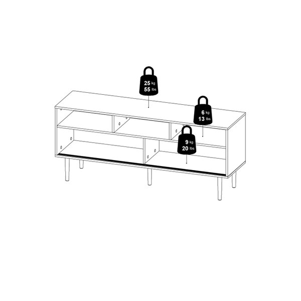 Wyld Haus Tao Natural Oak Effect and Matt Black TV Unit 2 Sliding Doors