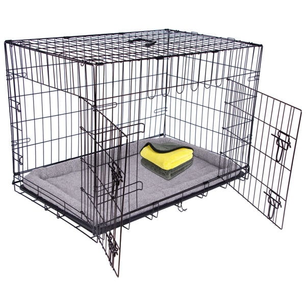 ProKleen Pretty Pooch Dog Crate XXL Cage Puppy Cat Pet Training Tray Double Door and Bed With Two Cloths