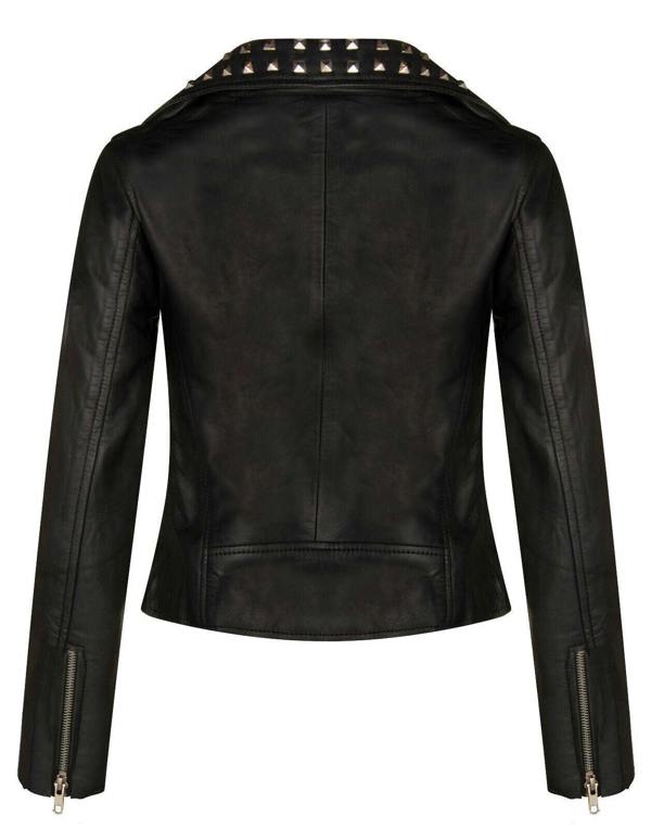 Infinity Leather Womens Gothic Biker Leather Jacket with Studs-Bilbao