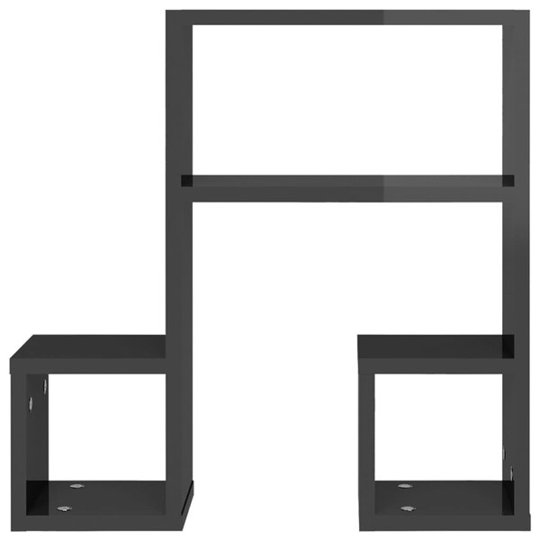 Berkfield Wall Shelf 2 pcs High Gloss Grey 50x15x50 cm Engineered Wood