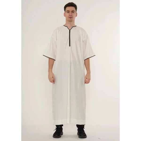 TT-006 - Men's Emirati Omani Half Sleeve Thobe - Cream - Thobez - 11
