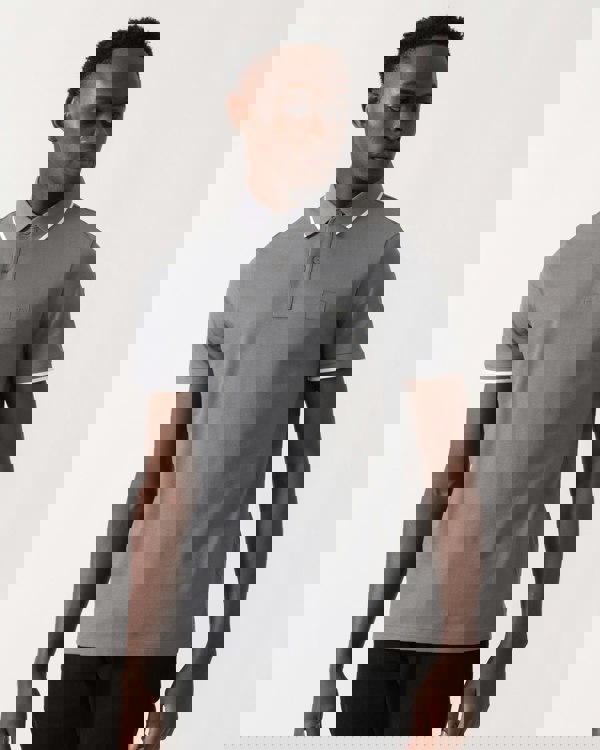 BOSS Orange Passertip Mens Short Sleeve Polo Shirt With Tipped Collar - Open Grey 062