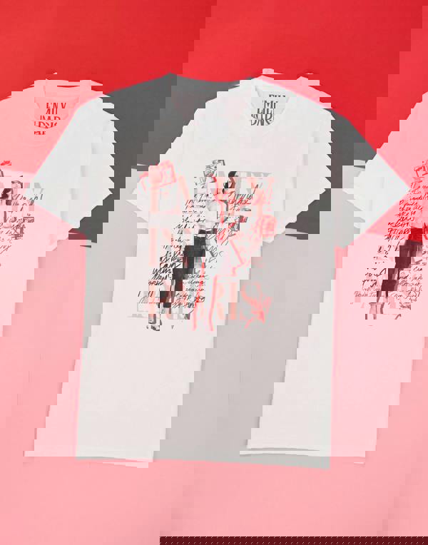 Emily In Paris Womens White Mono Typography Short Sleeved T-Shirt