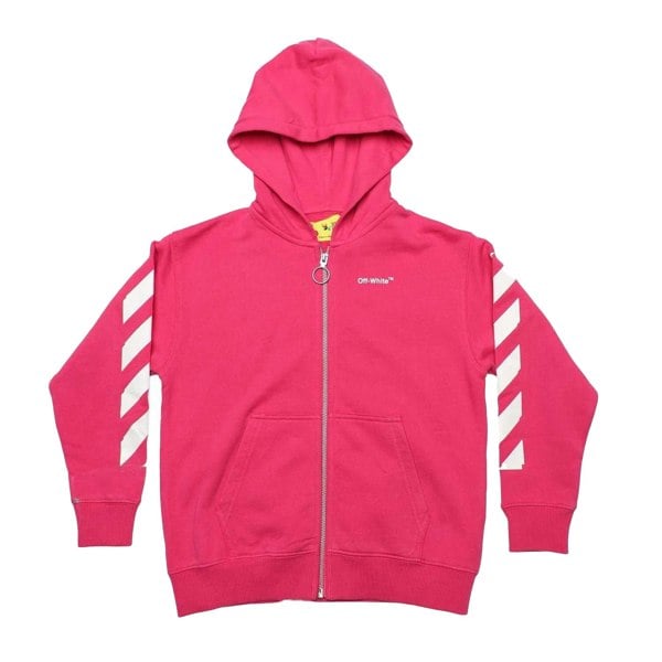 Off White Childrens/Kids Arrow Full Zip Hoodie - Pink/White