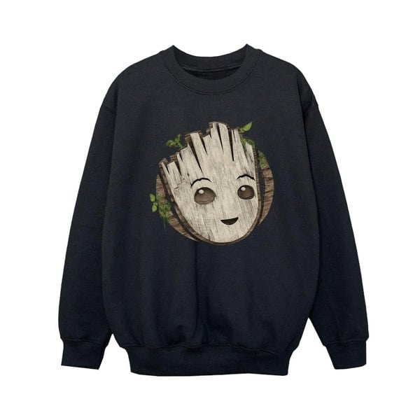 Marvel Boys I Am Groot Wooden Head Sweatshirt - Black