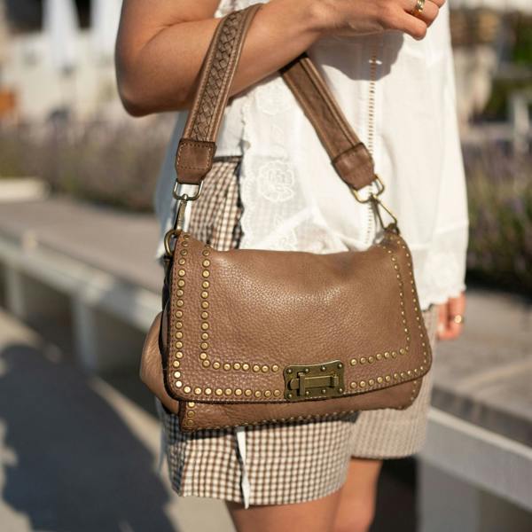 Studded Vintage Style Leather Bag