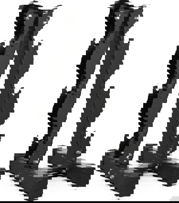 3 Tier Hex Dumbbell Weight Rack in sturdy black metal with a sleek design, featuring rubber feet for stability and secure dumbbell storage