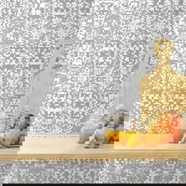 WT1556Y - Two Tone Grey Color Tile STicker - 24 pcs