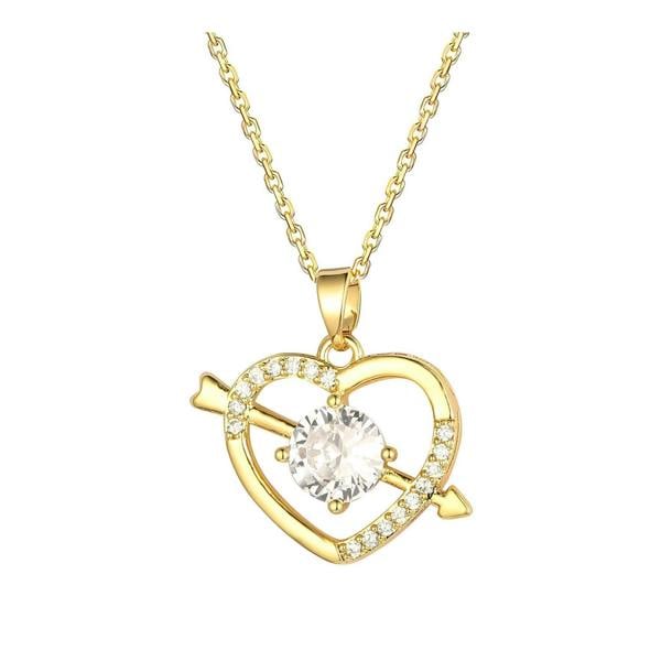 Serafina Billie Necklace - 18K Gold Plated Stainless Steel Heart & Arrow Cubic Zirconia Necklace
