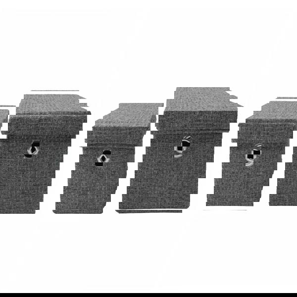 JVL Chroma Rectangular Lidded Fabric Storage Baskets for Home Organisation, Set of 2, Grey