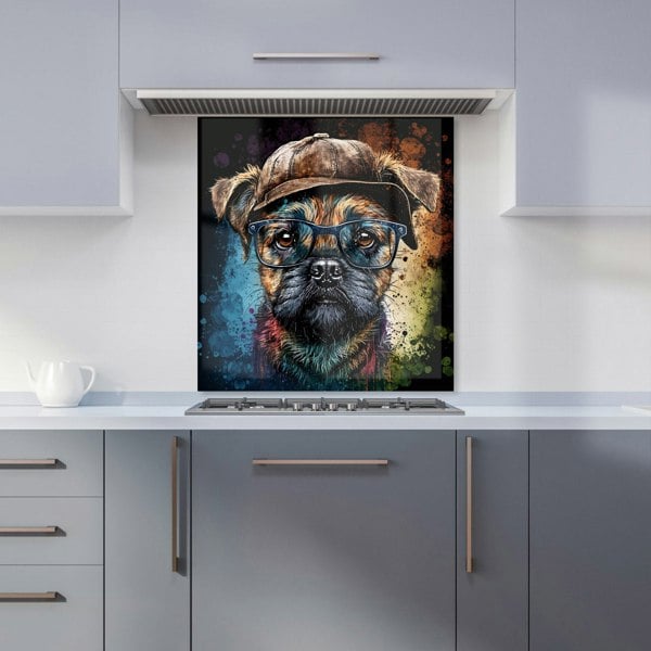 Warren Reed - Designer Border Terrier Dog Face Splashart Kitchen Splashback