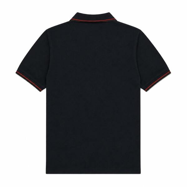 Back of the navy Fred Perry twin tipped polo shirt showing the tipped collar and cuffs.