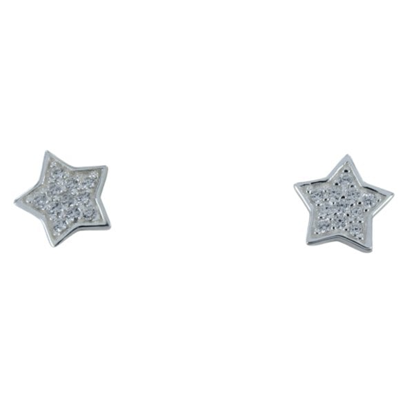 Sterling Silver Edged Sparkle Star Stud - Reeves & Reeves