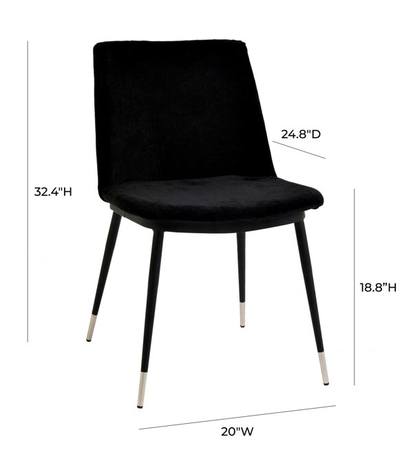 Furniture Edit Evora Black Velvet Dining Chair Silver Legs Set of 2