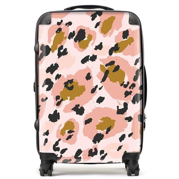 Warren Reed Hand Drawn Pink Leopard Print Suitcase