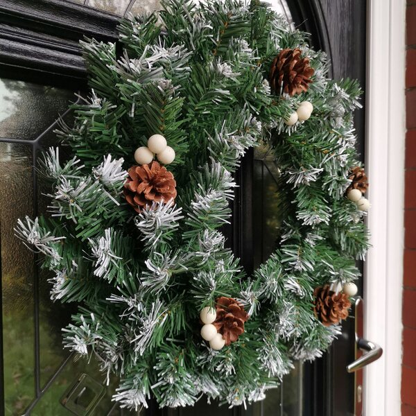 Samuel Alexander 40cm Snow Tips Christmas Door Wreath for Indoor / Outdoor