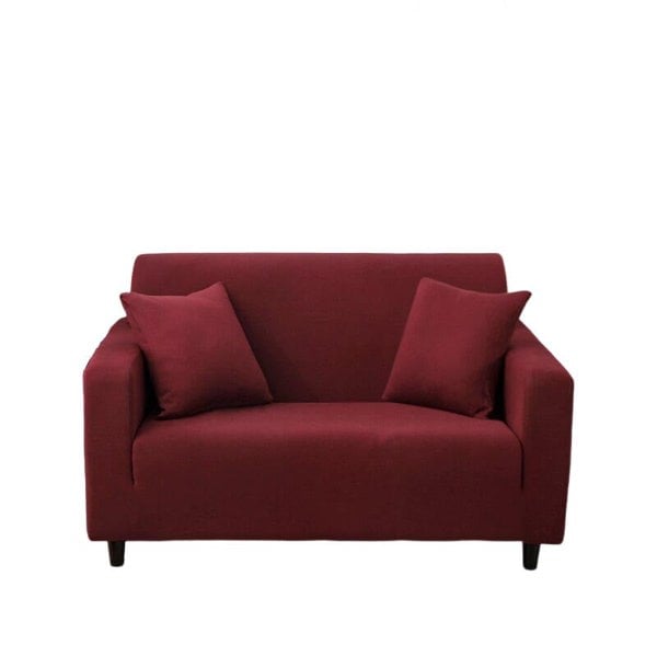 Anyhouz Anyseat 2 Seater Sofa Cover Plain Wine Red Style and Protection For Living Room Sofa Chair Elastic Stretchable Slipcover