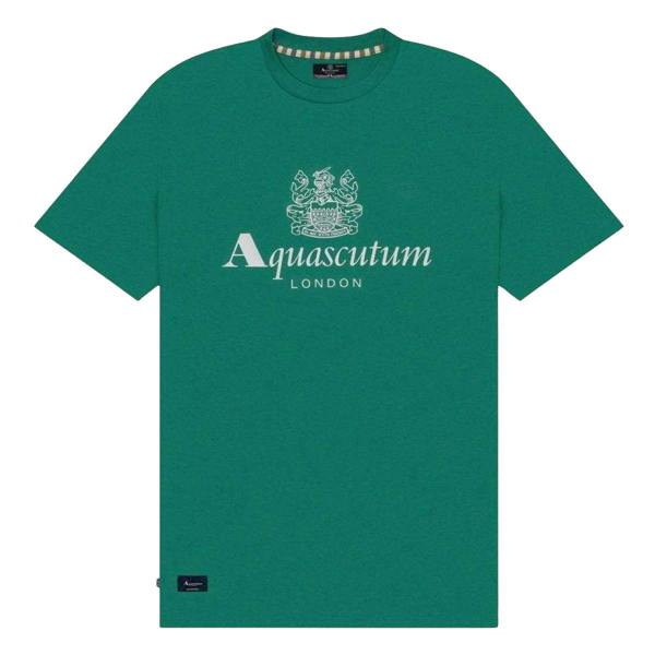 Aquascutum Mens Bordeaux Big Logo T-Shirt - Vibrant Green - 