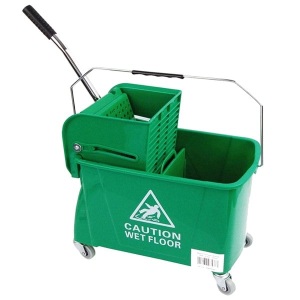 1 x Green 20L Strong Kentucky Mop Dual-Bucket & Wringer System With Durable Wheels & Carrying Handle