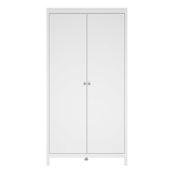 Wyld Haus Gossmere White Wooden Wardrobe 2 Doors Silver Handles