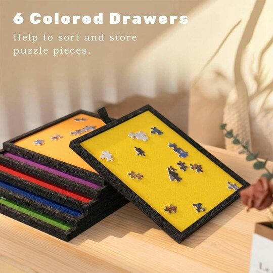 Havendro 1000PCS Tilting Puzzle Board with 2in1 Designed Stand Cover Felt Mat w/ 6 Drawer