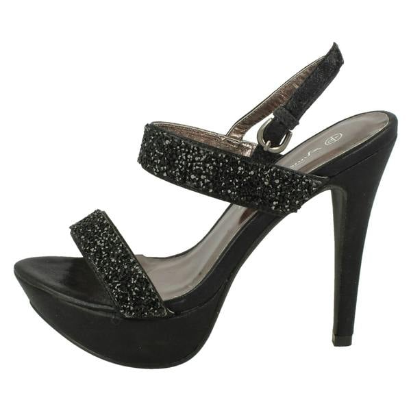 Anne Michelle Ladies Anne Michelle Double Glitter Strap Platform Heels