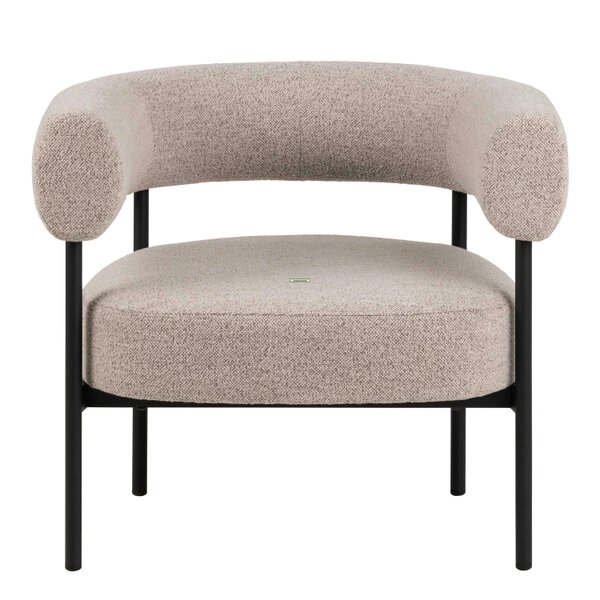 Wyld Haus Ostrava Beige Boucle Lounge Accent Chair Black Metal Legs