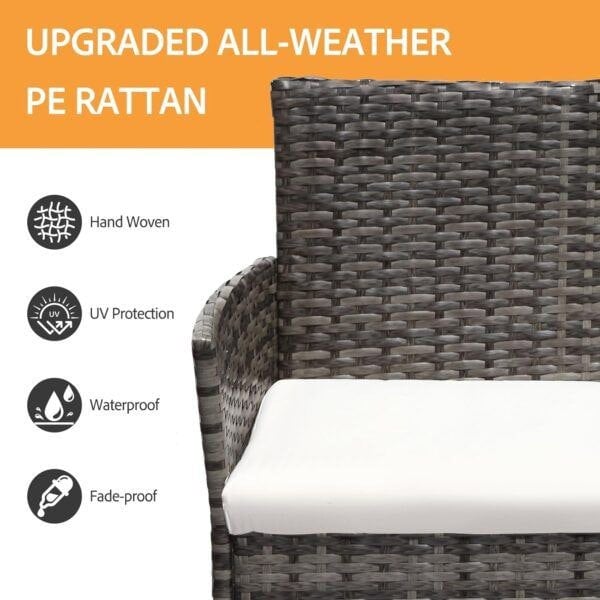 Leaper Grey 4 Seater Rattan Dining Set with Soft Cushions