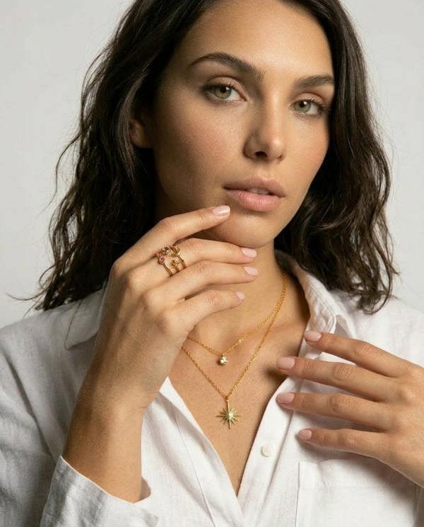 Elk & Bloom Chunky Star, Moon & Sun Gemstone 14K Gold Ring
