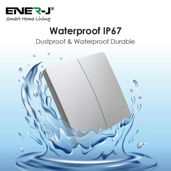ENER-J 2 Gang Wireless Kinetic Switch Silver Body, IP55 - PRO Series