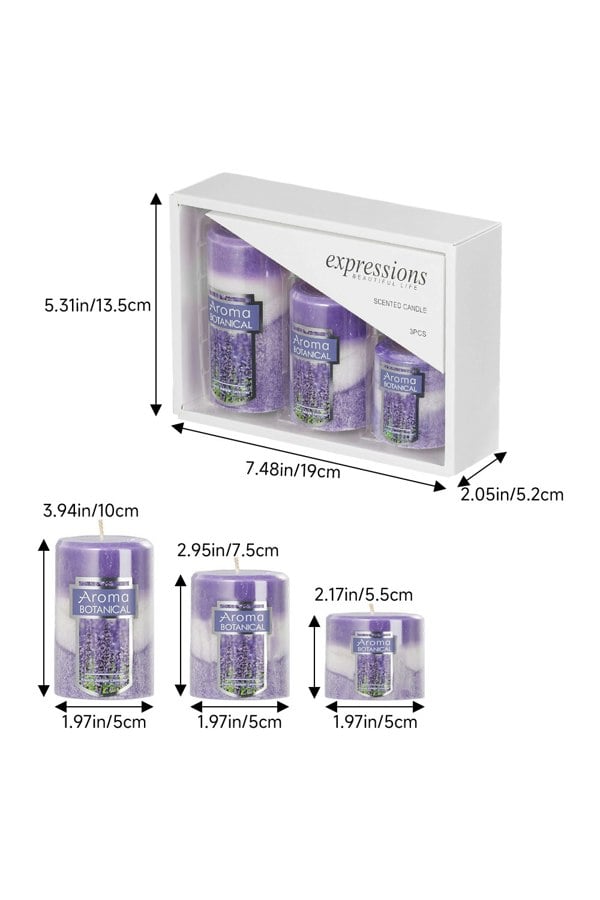Living and Home 3Pcs Purple Lavender Scented Candle Set