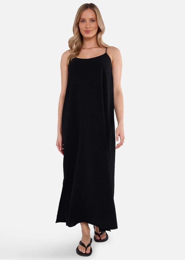 Gini London Black Strappy Cross Back Airflow Oversized Dress