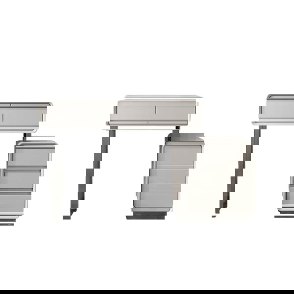 Dobson Dressing Table With LED Mirror, Cream Grey-Weilai Concept-80cm Light Grey-NO Stool-With Round Mirror-Weilai Concept