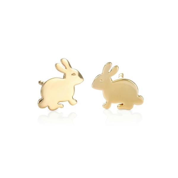 namana Gold Plated 925 Sterling Silver Cute Rabbit Shaped Small Stud Earrings for Women