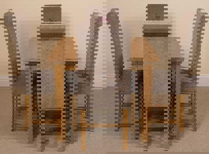 That's Furniture Oslo 90 x 90cm Small Square Oak Dining Set with Washington Fabric Chairs