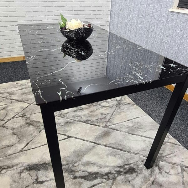 Kosy Koala Dining Table Black Glass Kitchen Place for 6 Seats, Dining Table Only (Black H 75 x L 134 x W 70 cm)