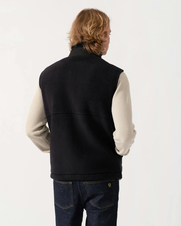 Back of the BOSS Green Sveedy Mens Contrast-panel teddy fleece gilet with logo  - Black 001