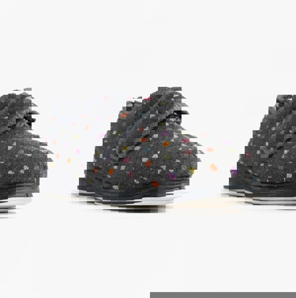 Padders CAMILLA Womens Touch Fasten Polka Dot Slippers Grey/Multi