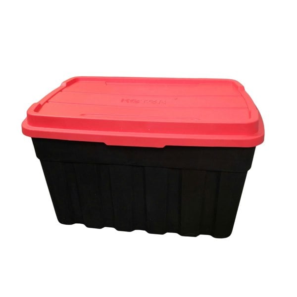 Samuel Alexander 140L Black and Red Tuff Stackable Storage Box with Lid and Carry Handles