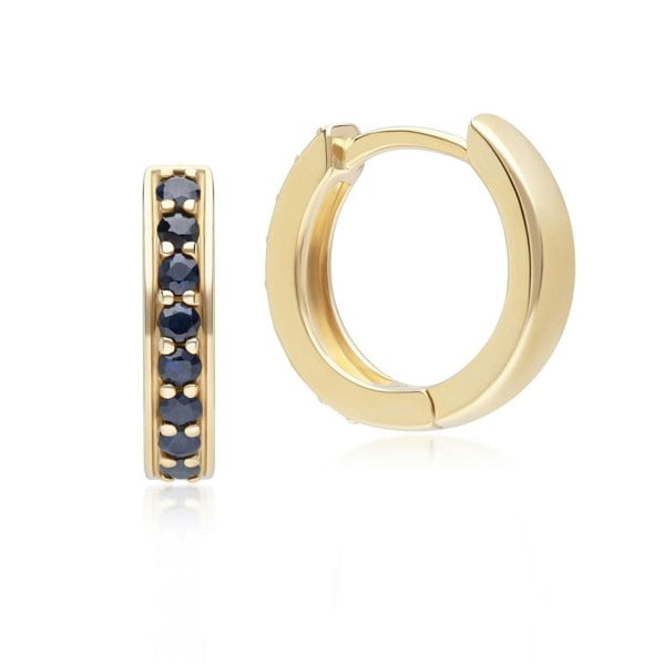 132E2846019 Classic Sapphire Huggie Hoop Earrings in 9ct Yellow Gold Side